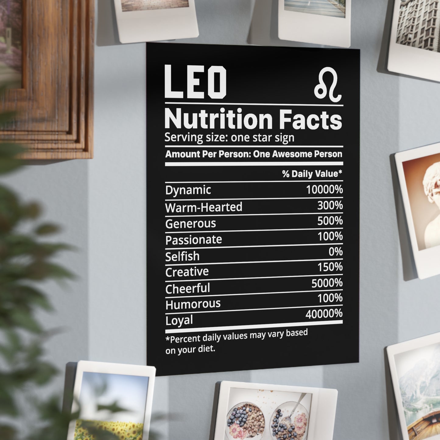 Leo Nutrition Unframed Prints - black