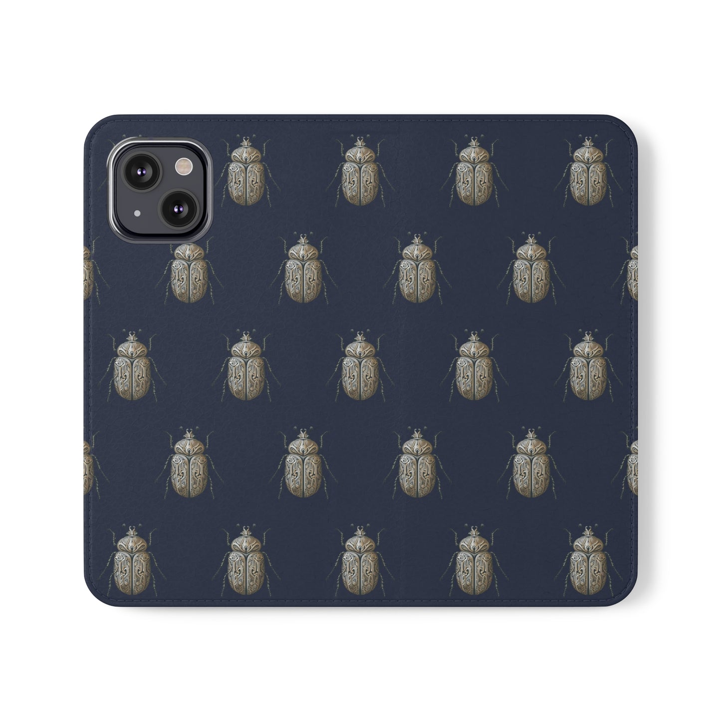 Carved Beetle Flip Cases for iPhone/Samsung - navy