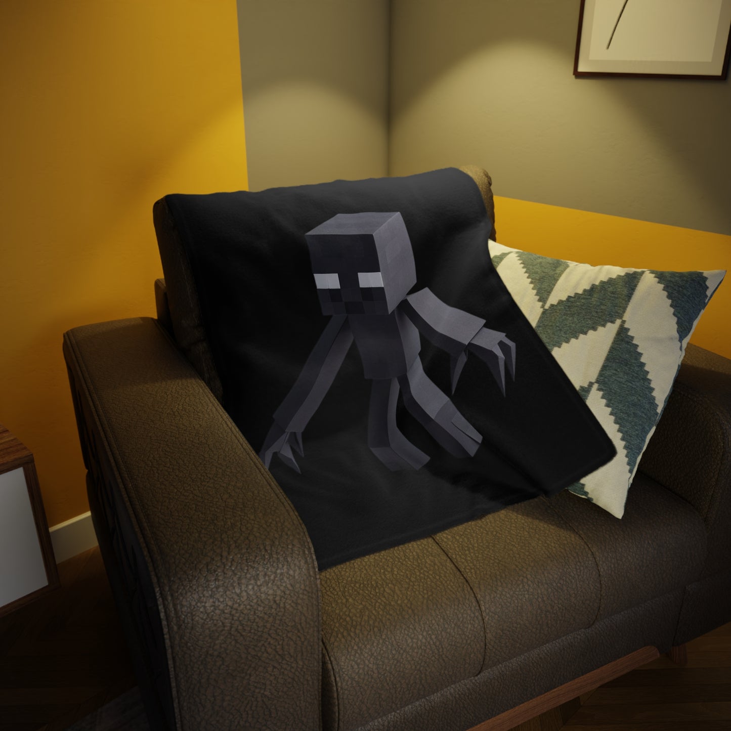 Origami Enderman Plush Fleece Blanket - Black