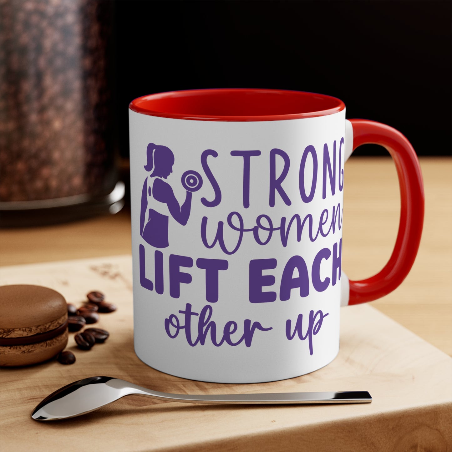 Strong Women... Workout Colorful Accent Mug 11oz - For Gym Fitness Enthusiasts