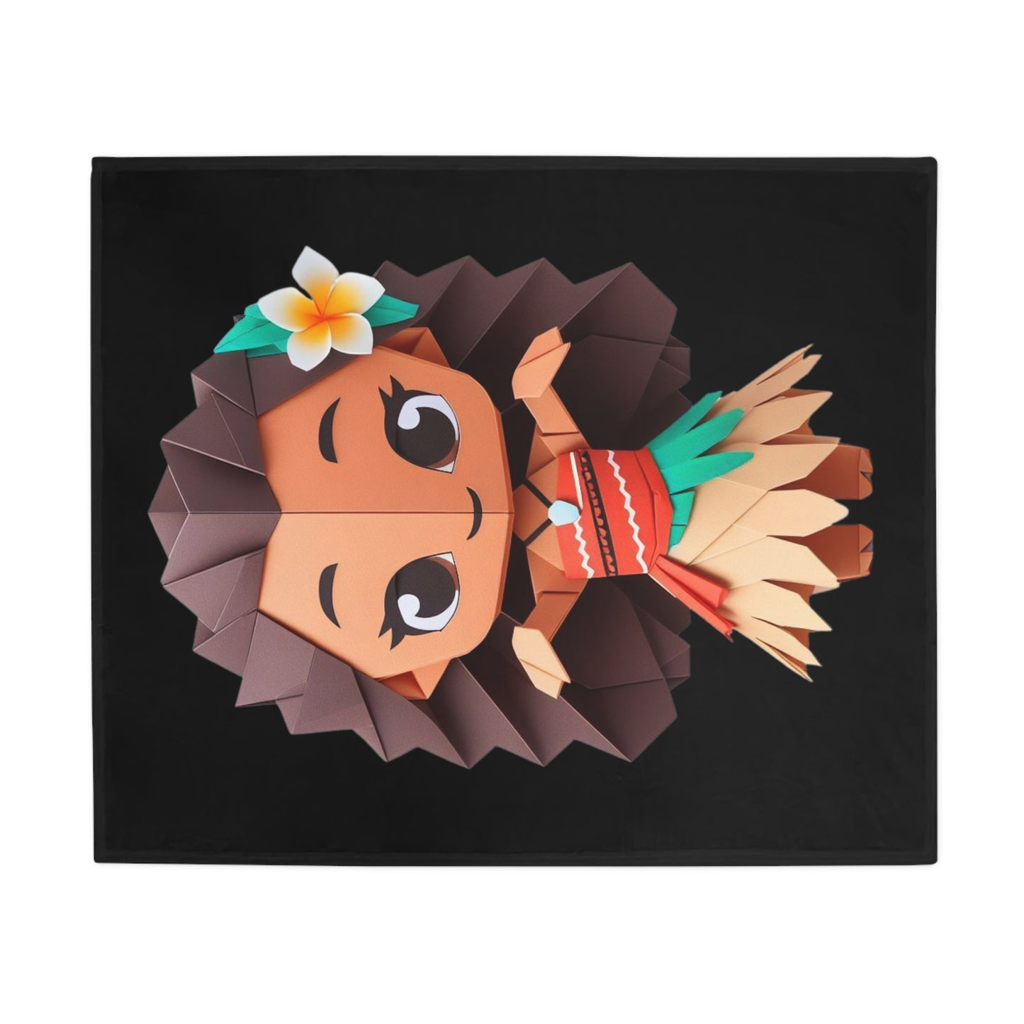 Origami Moana Plush Fleece Blanket - Black