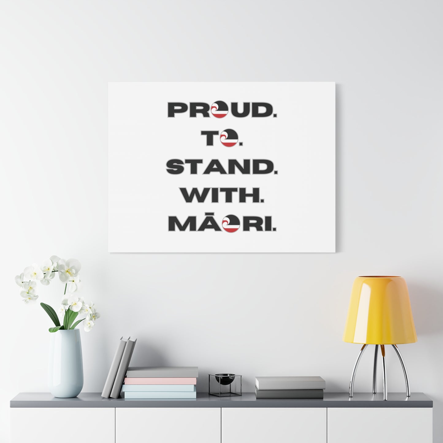 Proud. To. Stand. With. Māori. Classic Canvas - White