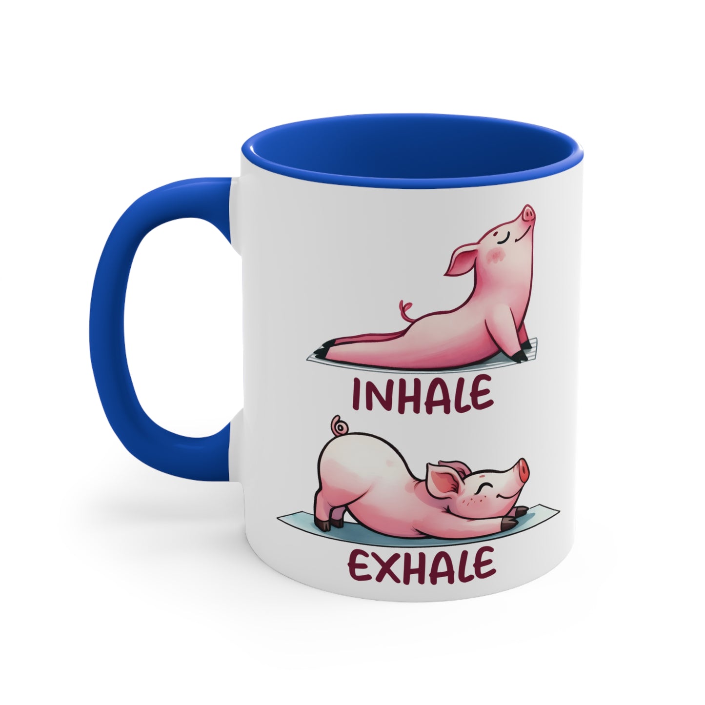 Pig Yoga Color Accent Mug 11oz - Zen Meditation Gift