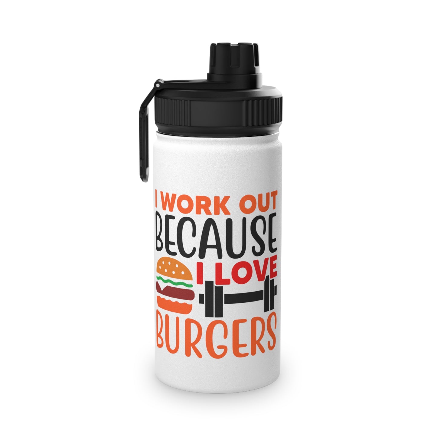 I Love Burgers Stainless Steel Sports Water Bottle - 3 sizes