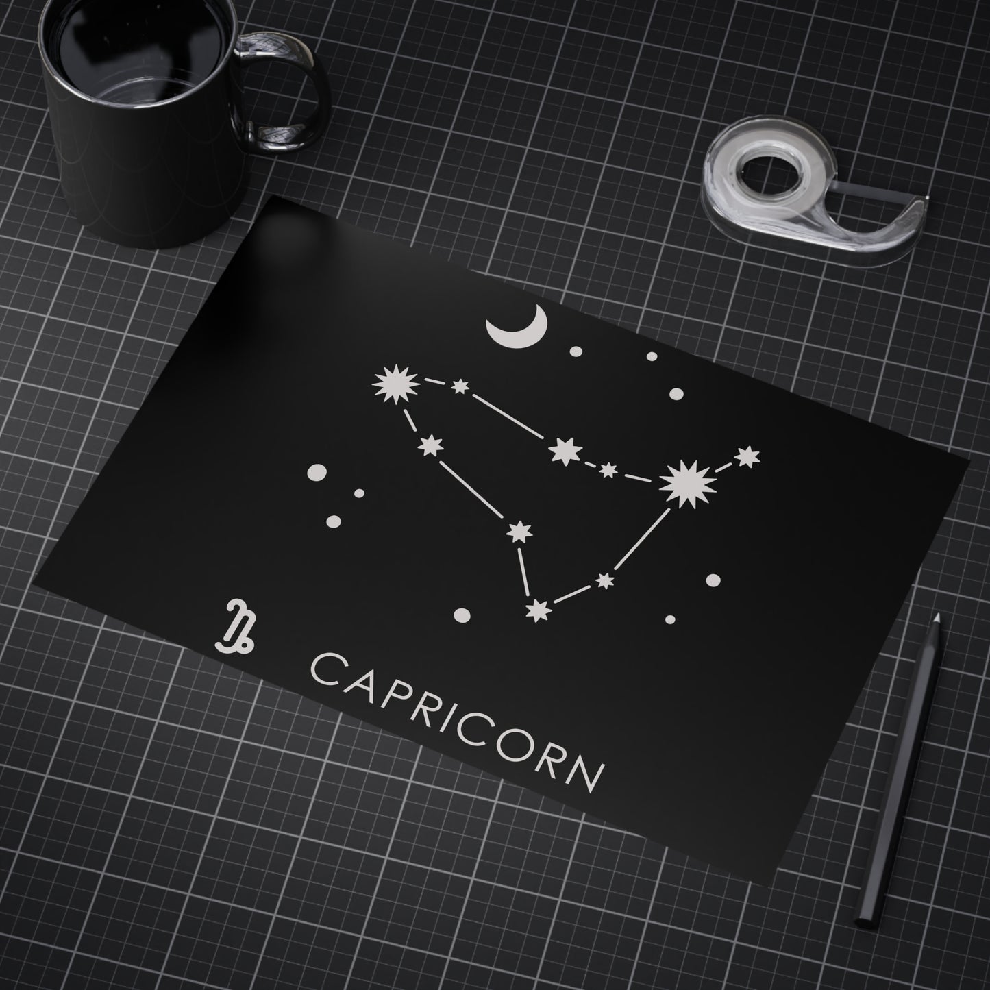 Capricorn Starmap Unframed Prints - black