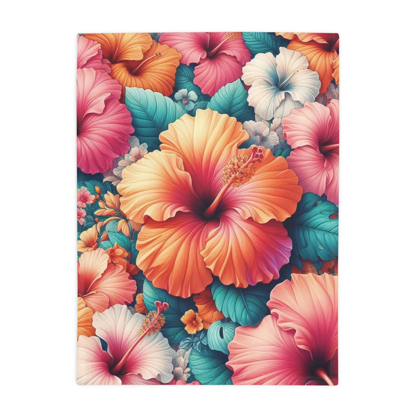 Hibiscus #3 Plush Fleece Blanket