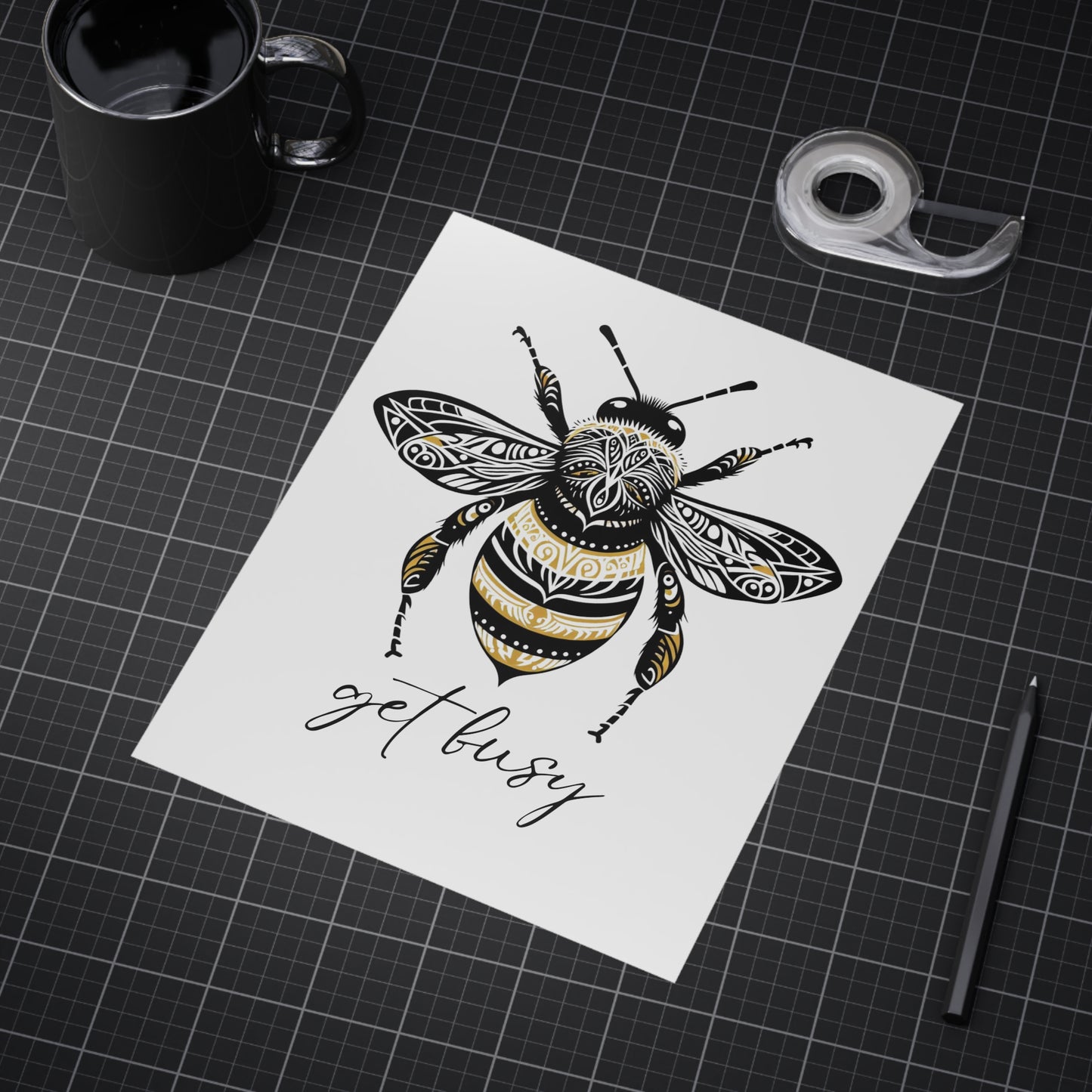 Get Busy Bee Unframed Prints - white