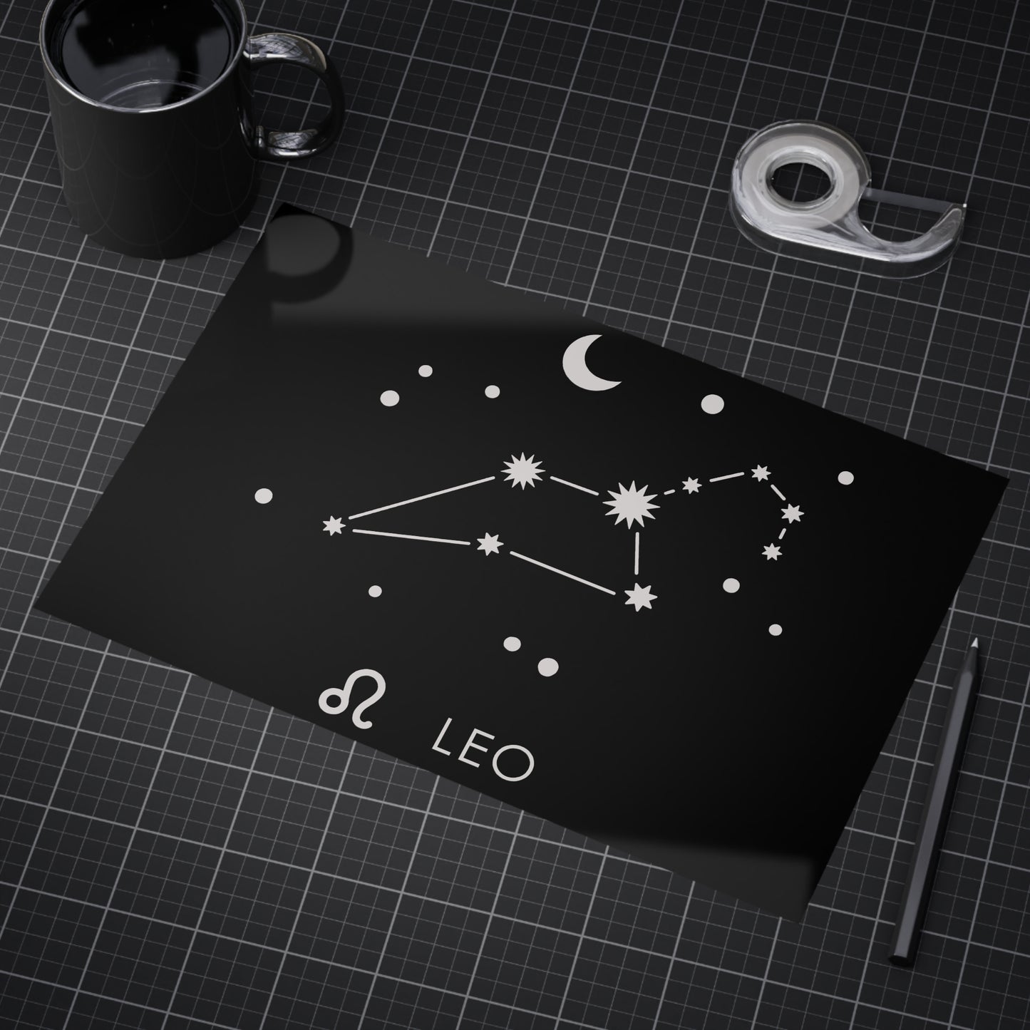 Leo Starmap Unframed Prints - black