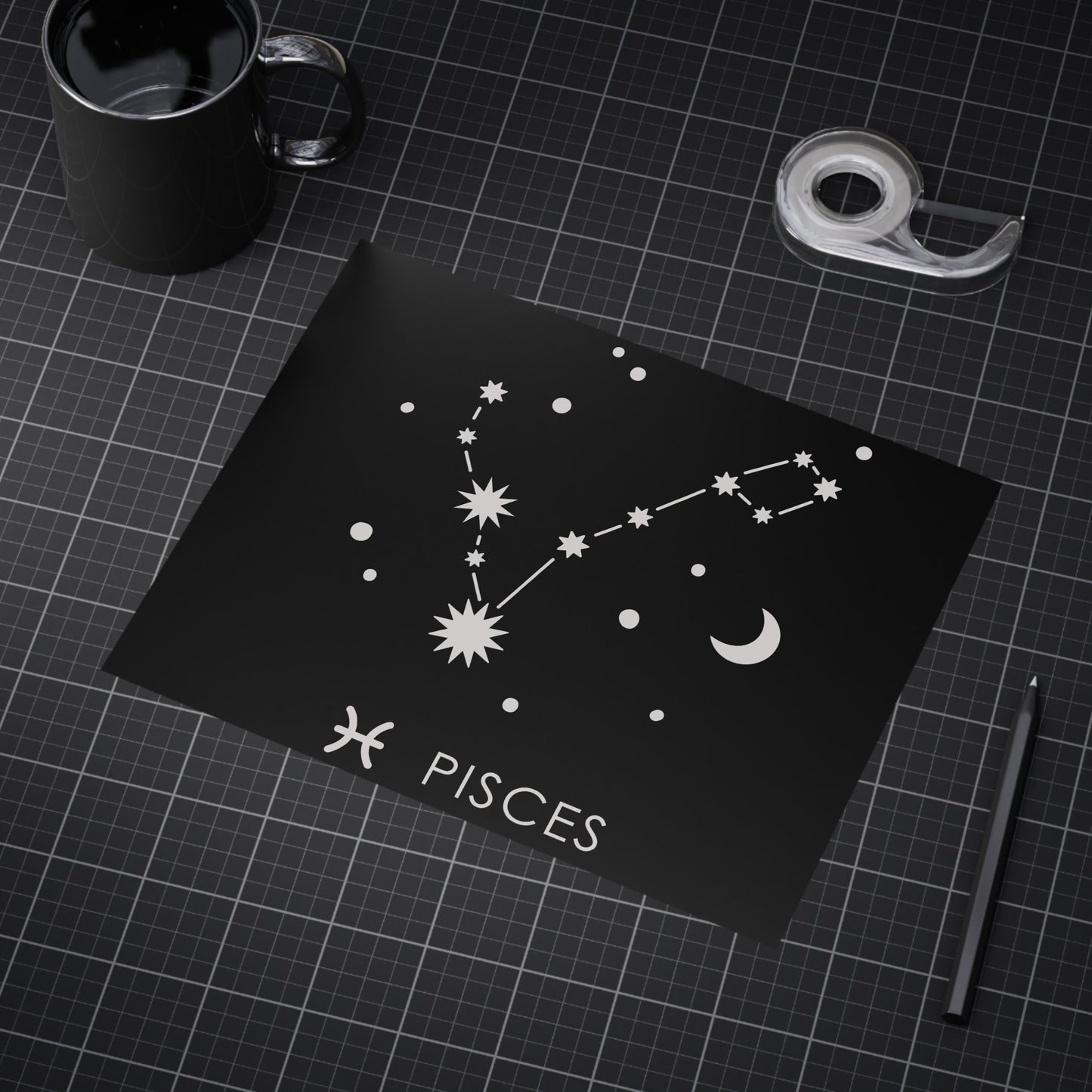 Pisces Starmap Unframed Prints - black