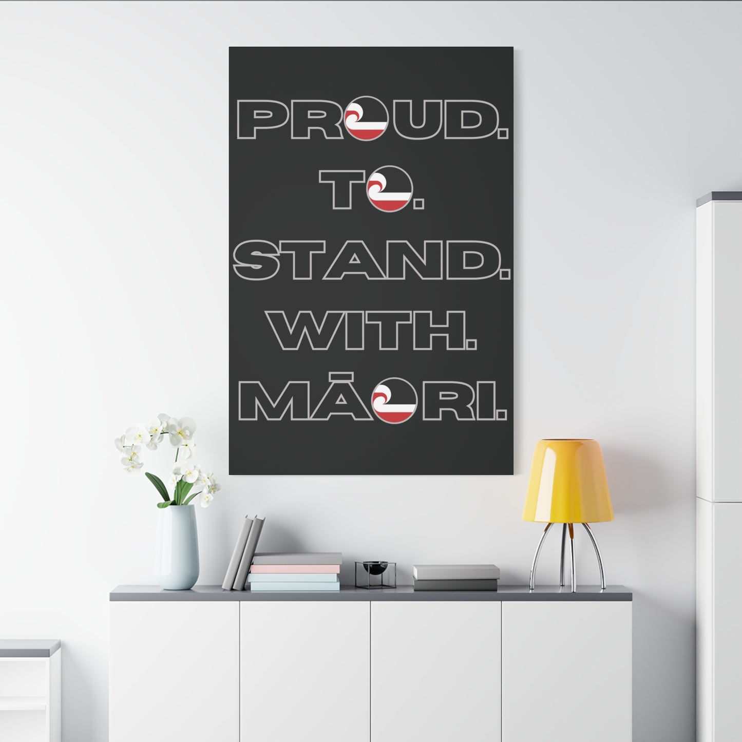 Proud. To. Stand. With. Māori. Classic Canvas - Black