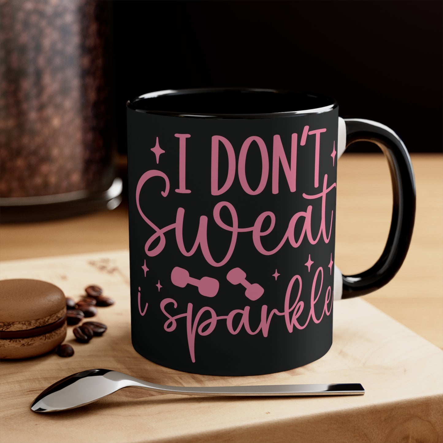 I Don't Sweat I Sparkle Workout Colorful Accent Mug 11oz - For Gym Fitness Enthusiasts