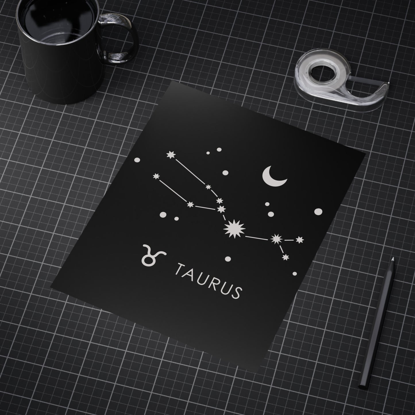 Taurus Starmap Unframed Prints - black