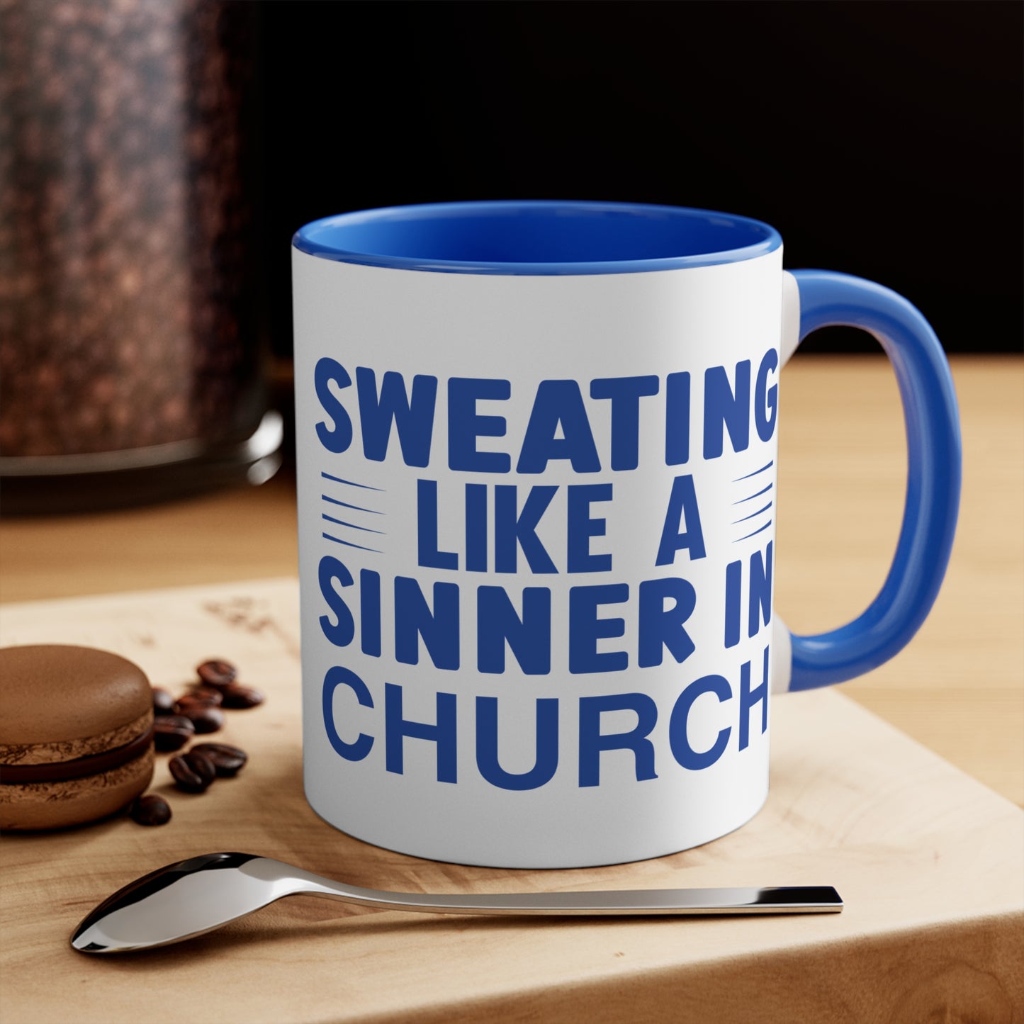 Sweating Like a Sinner in Church Workout Colorful Accent Mug 11oz - For Gym Fitness Enthusiasts