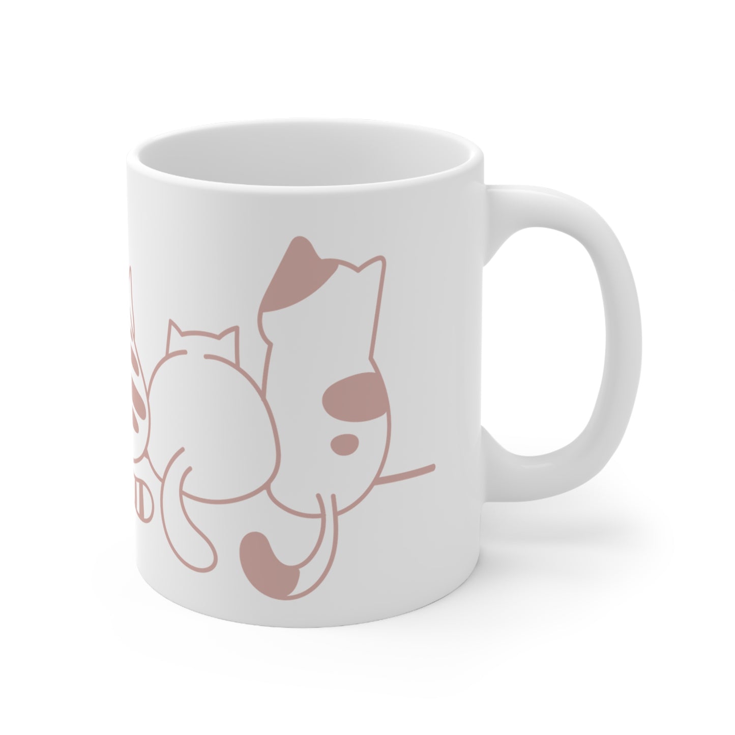 Cats Behind Ceramic Coffee Cups, 11oz