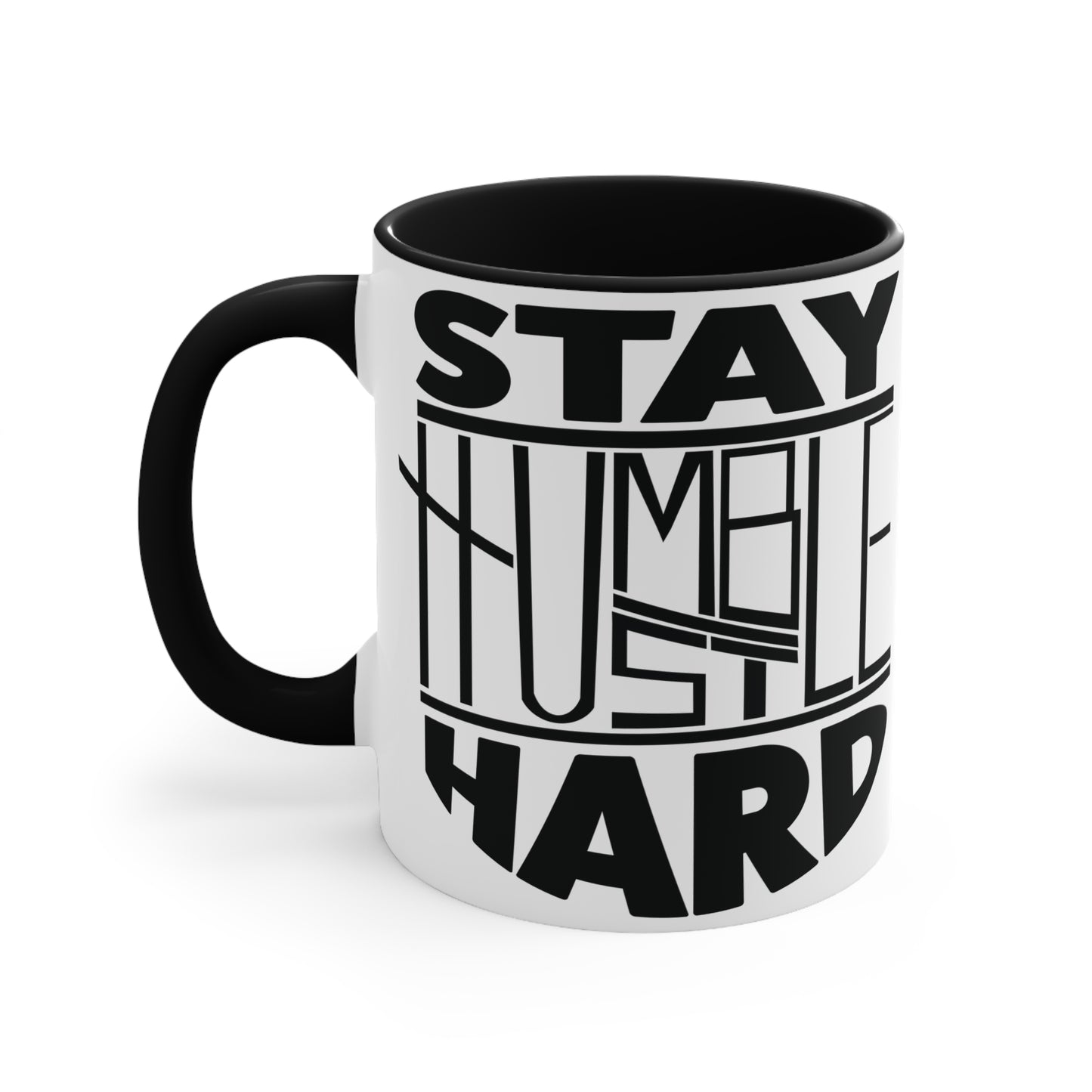 Stay Humble Hustle Hard Workout Colorful Accent Mug 11oz - For Gym Fitness Enthusiasts