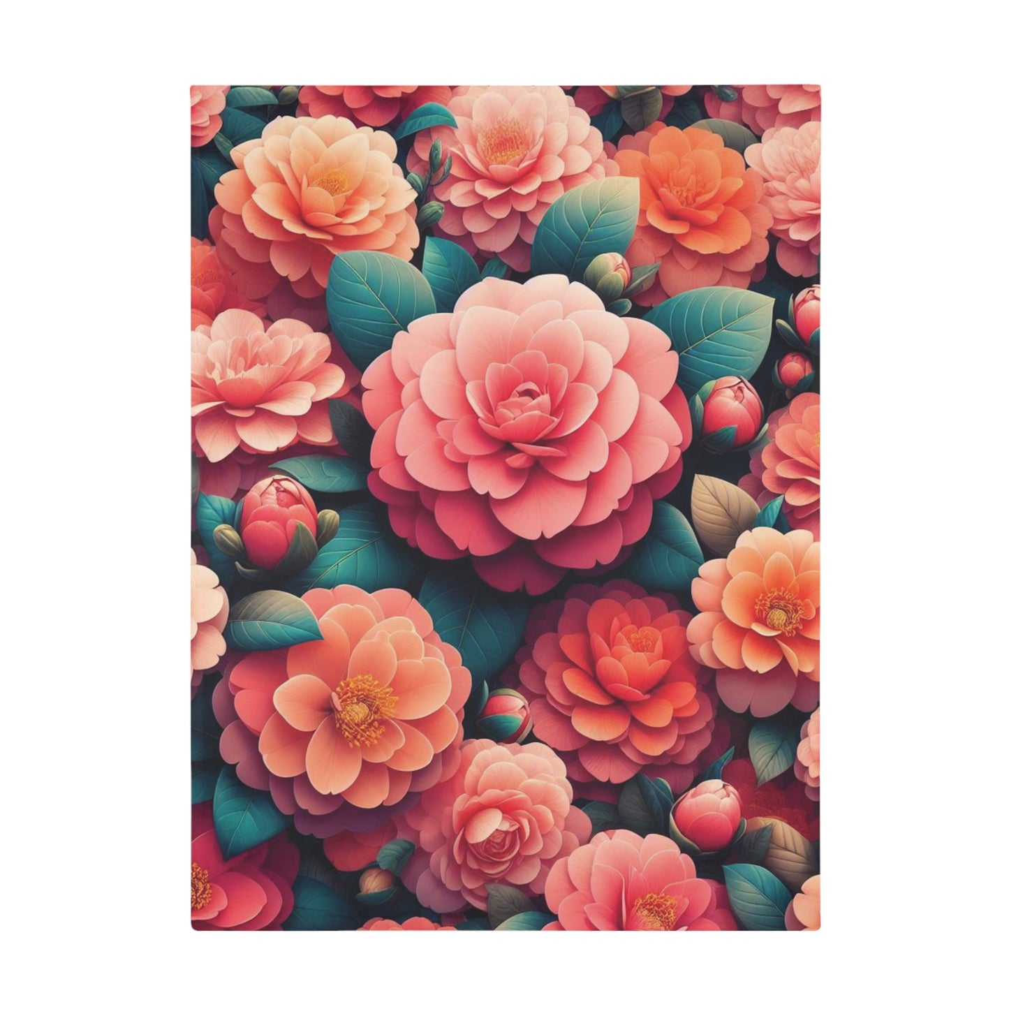 Camelias #2 Plush Fleece Blanket