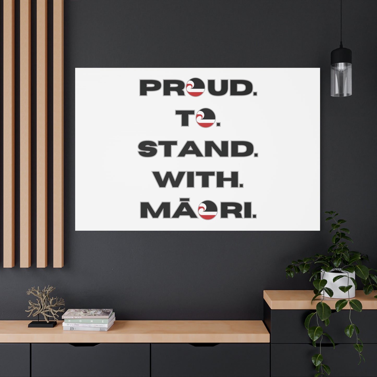 Proud. To. Stand. With. Māori. Classic Canvas - White