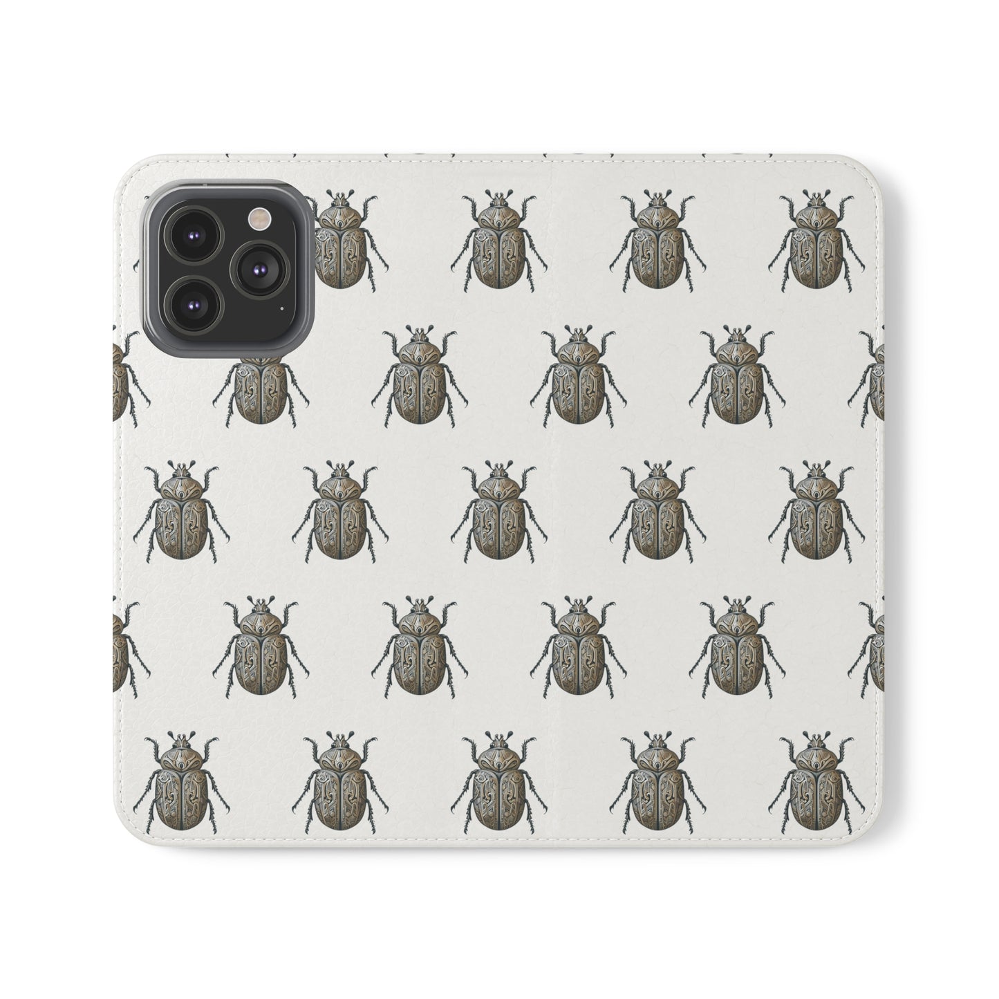 Carved Beetle Flip Cases for iPhone/Samsung - white