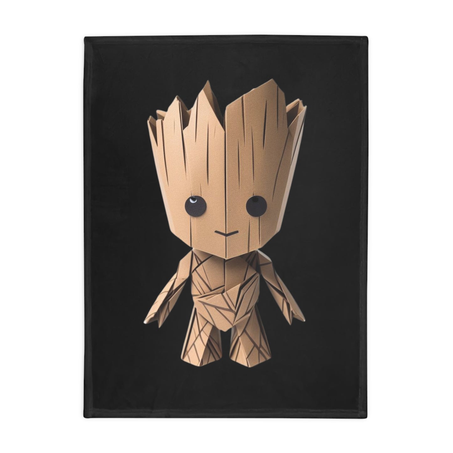 Origami Baby Groot Plush Fleece Blanket - Black