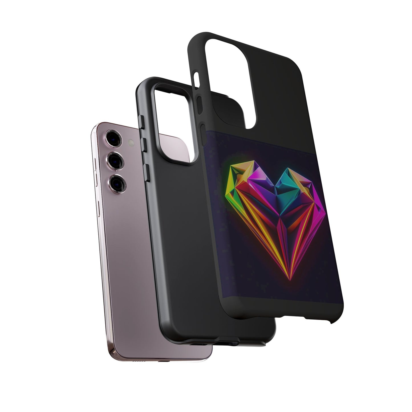 Origami Neon Heart Tough Cases iPhone/Google/Samsung