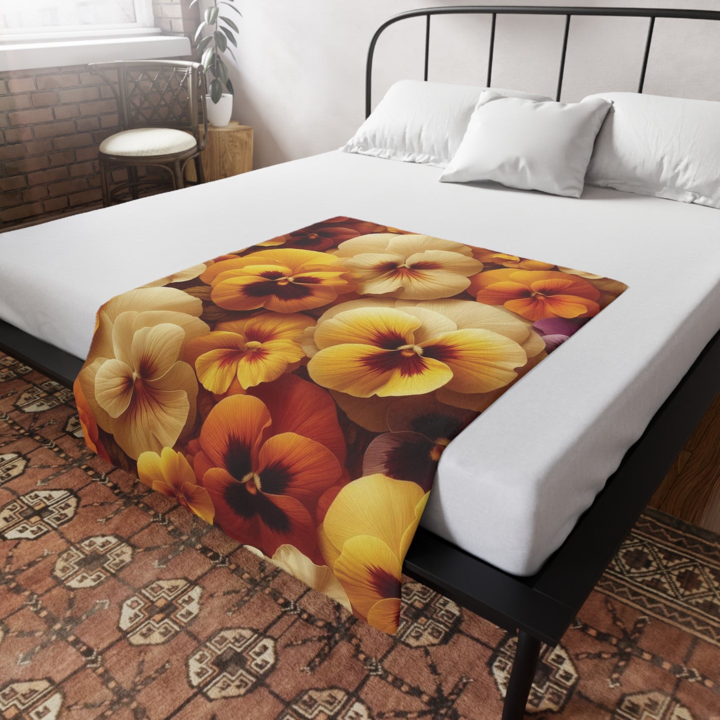 Pansies Plush Fleece Blanket