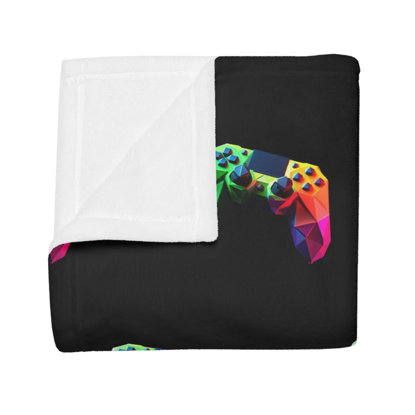 Origami Neon Controller Plush Fleece Blanket - Black