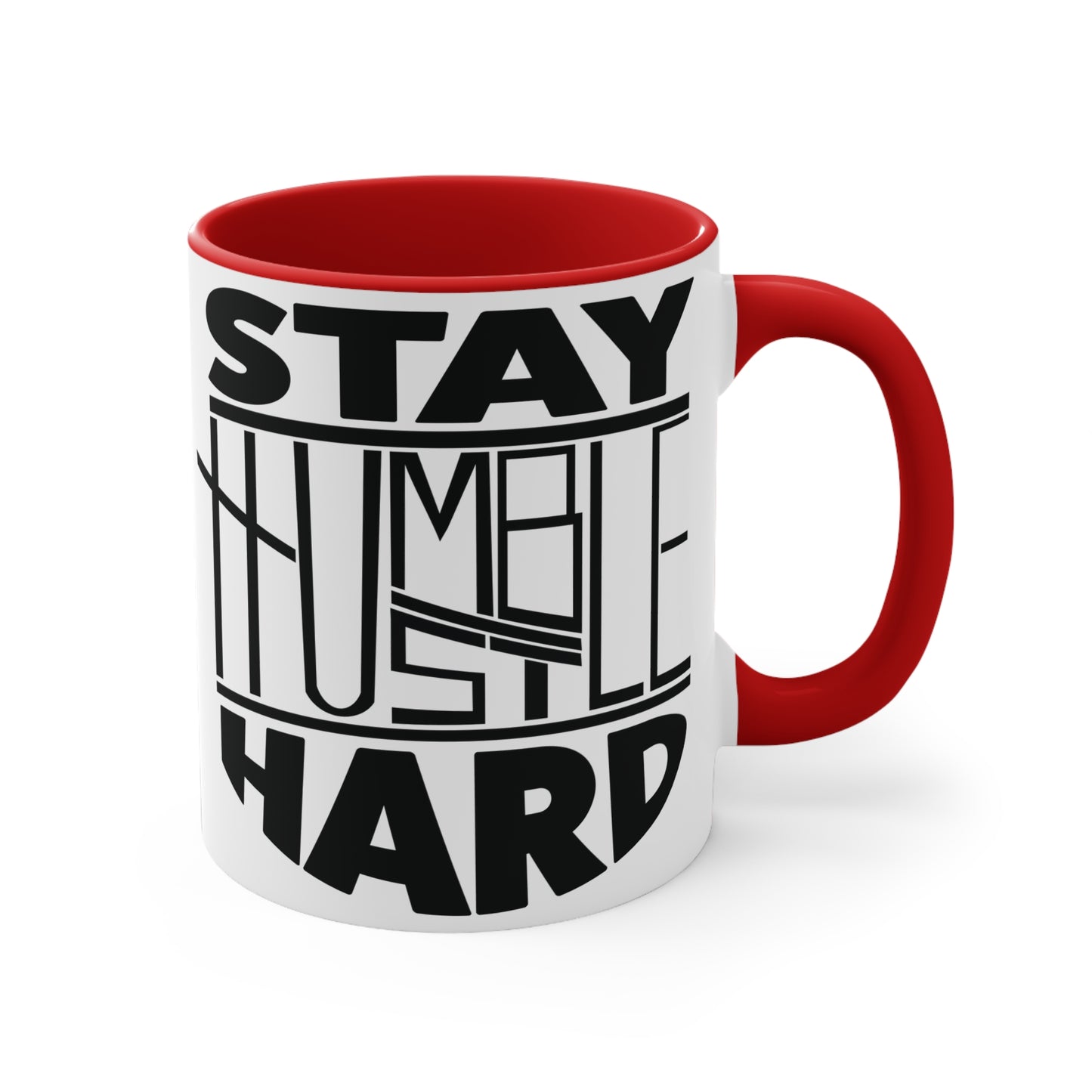 Stay Humble Hustle Hard Workout Colorful Accent Mug 11oz - For Gym Fitness Enthusiasts