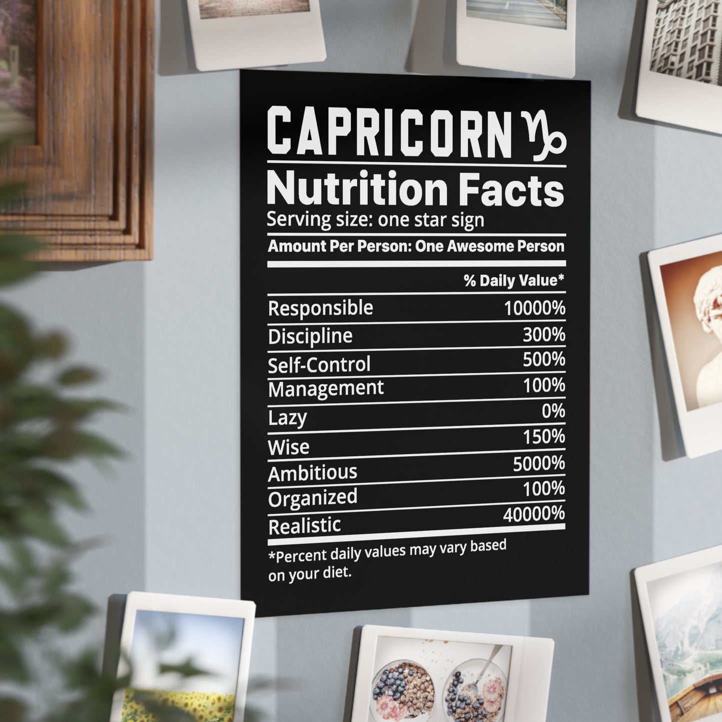 Capricorn Nutrition Unframed Prints - black