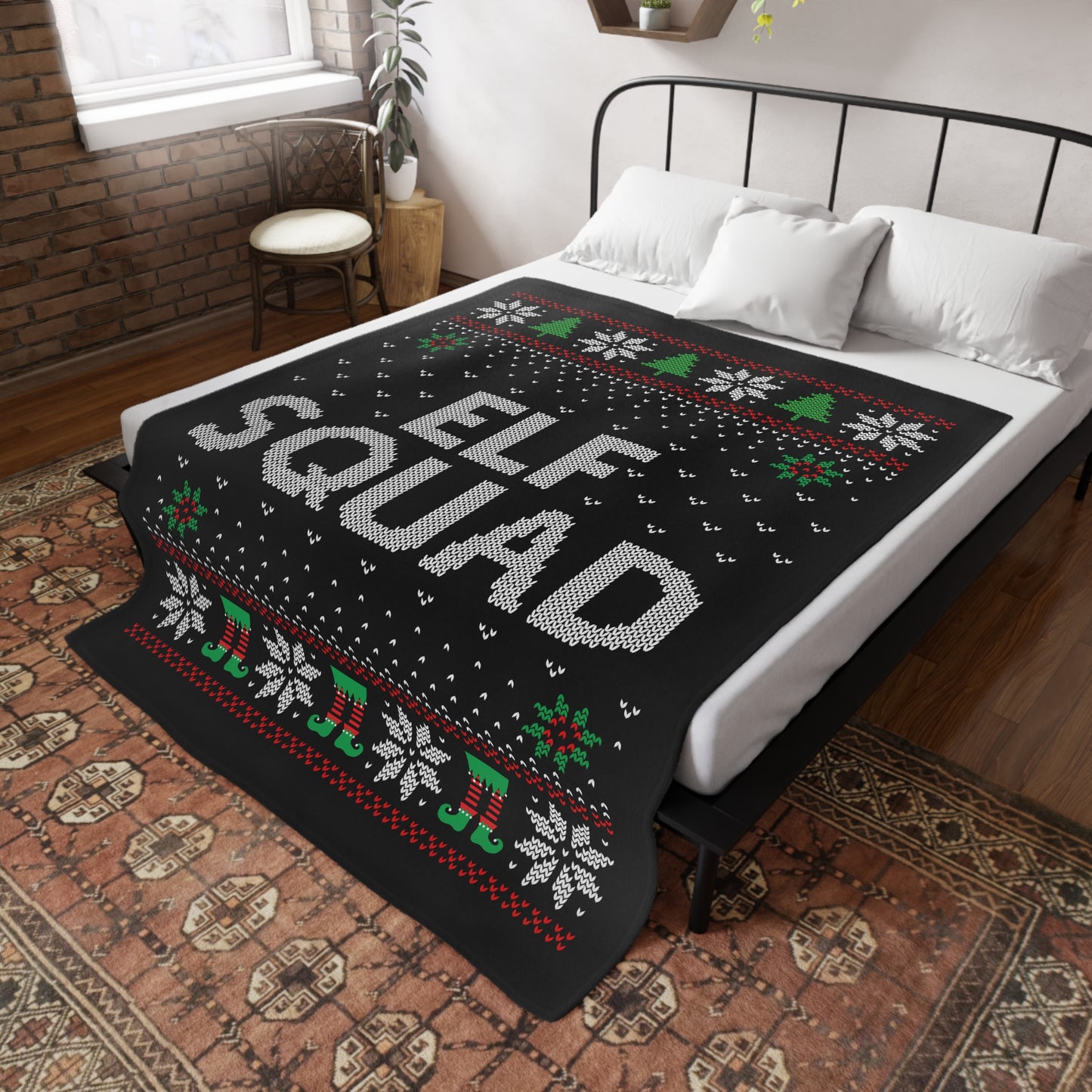 Ugly Christmas Sweater - Elf Squad Plush Fleece Blanket