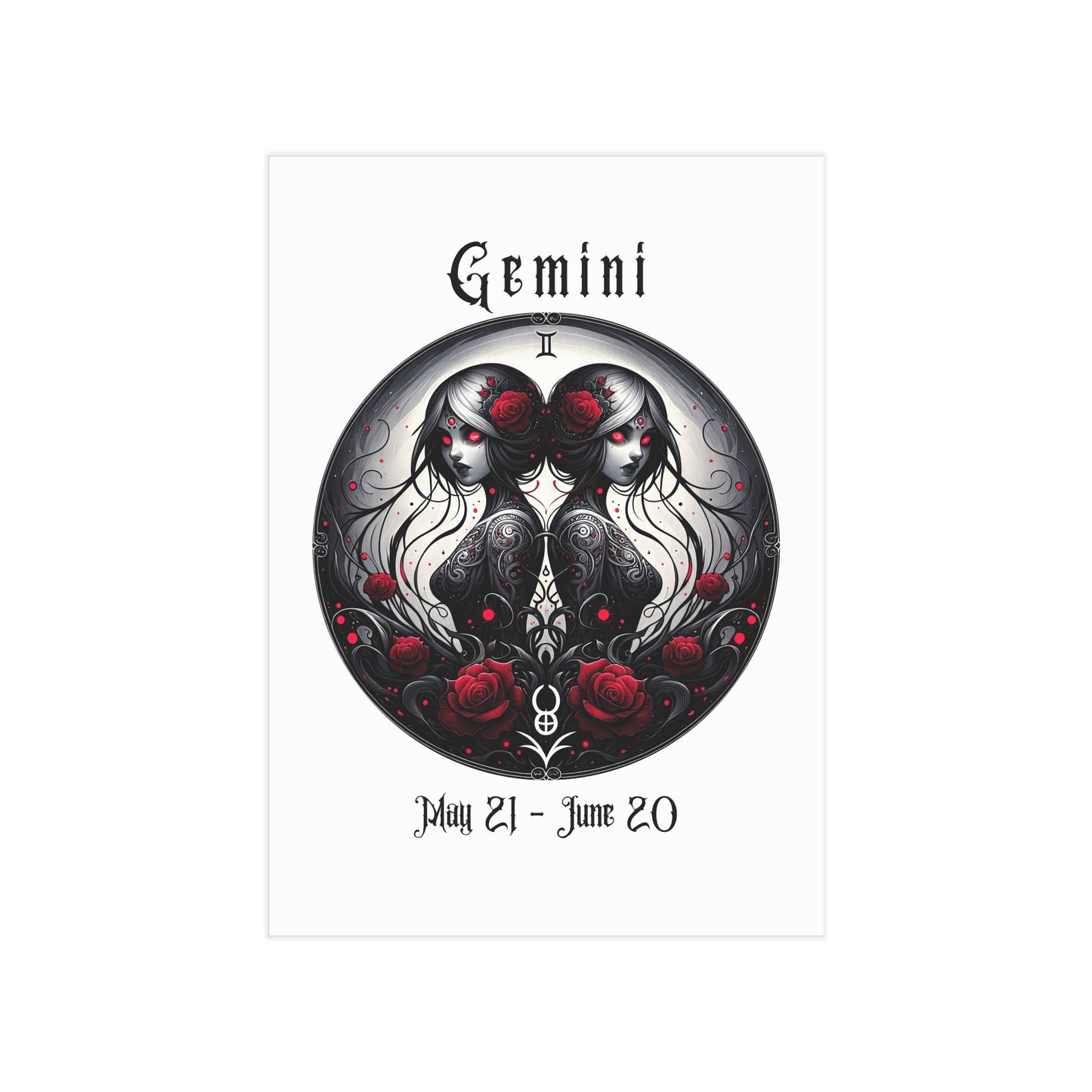 Gothic Gemini Unframed Prints - white