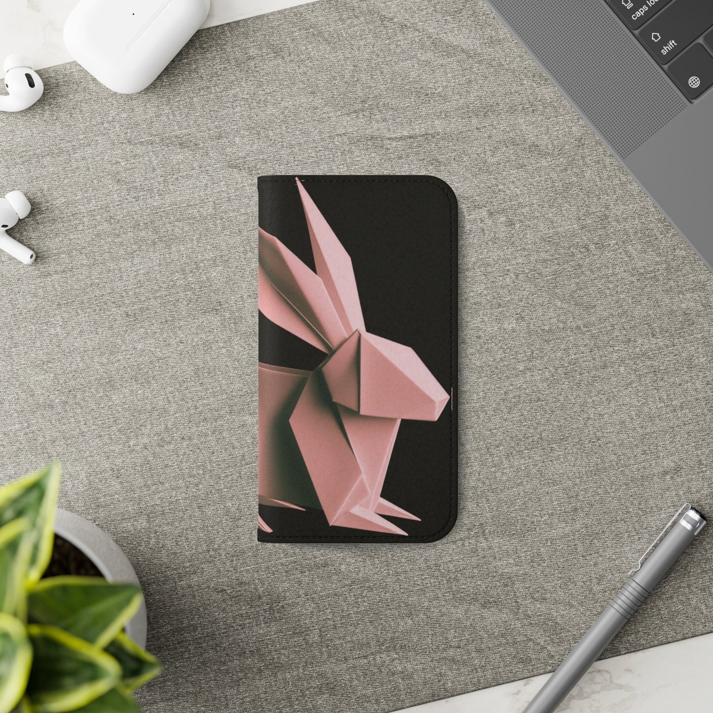 Origami Pink Rabbit Flip Cases iPhone/Samsung