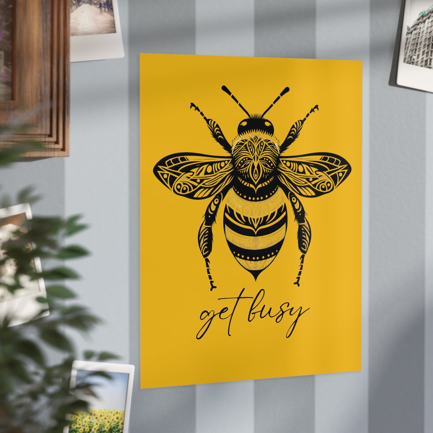 Get Busy Bee Unframed Prints - yellow