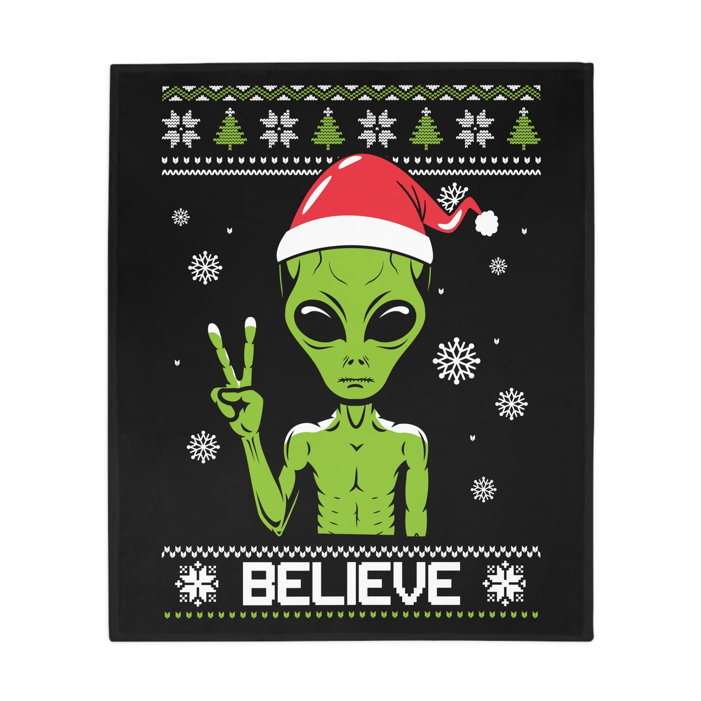 Ugly Christmas Sweater - Alien Plush Fleece Blanket