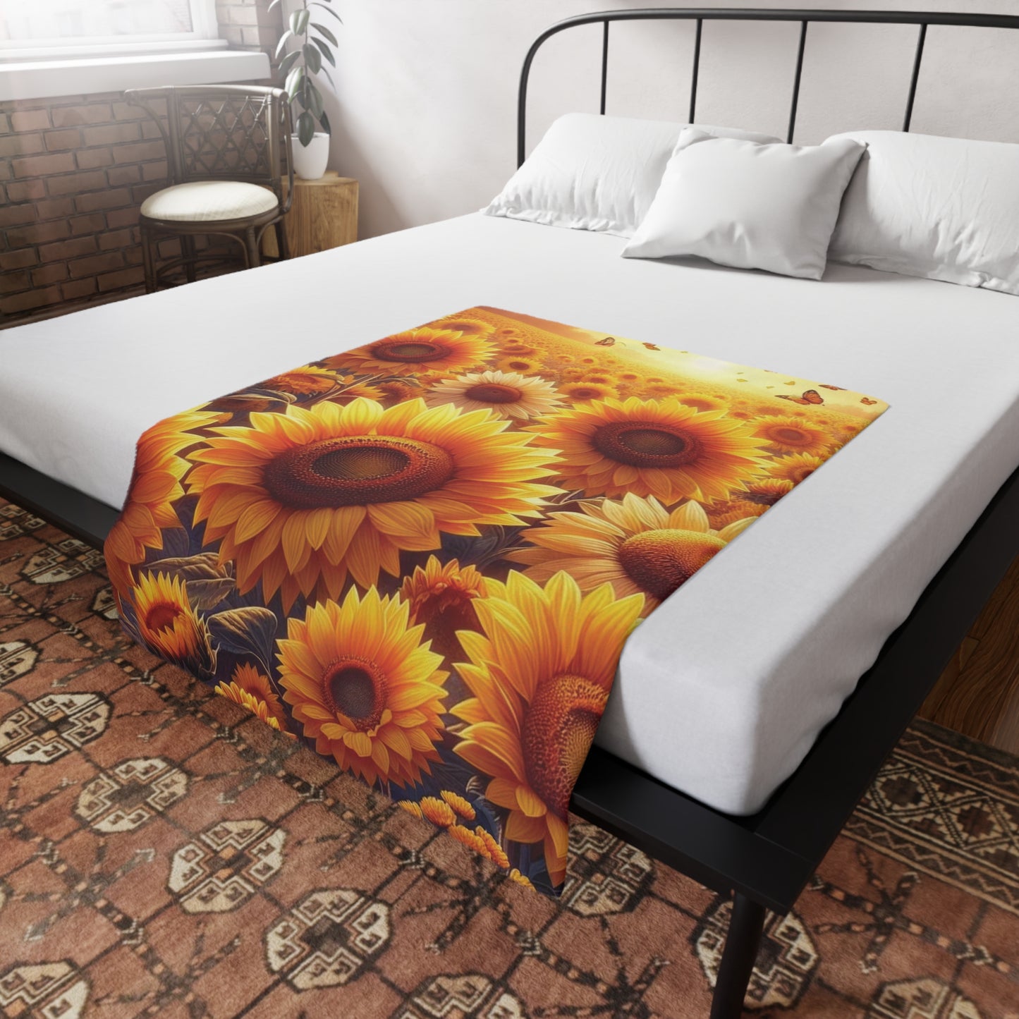 Sunflowers Plush Fleece Blanket