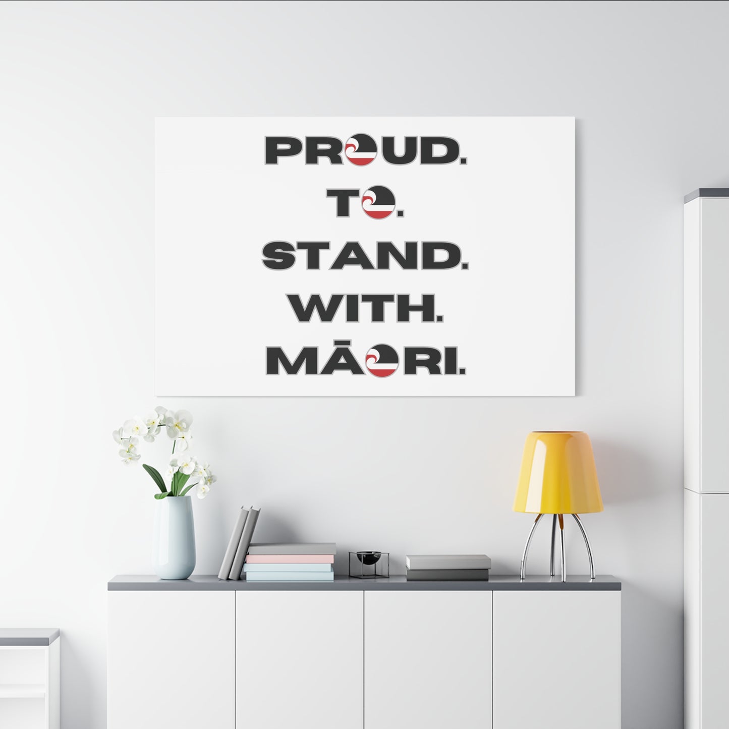 Proud. To. Stand. With. Māori. Classic Canvas - White