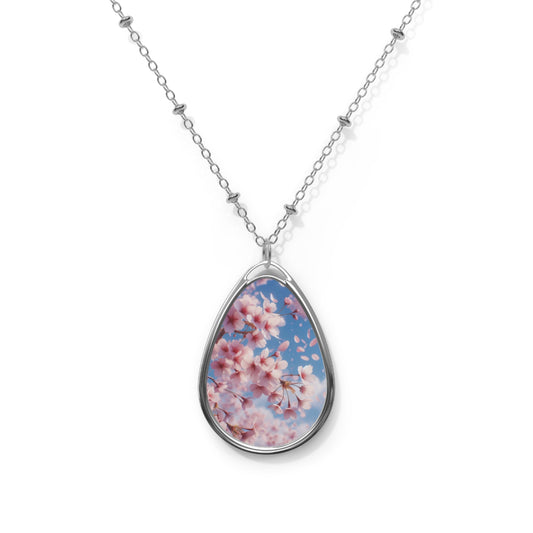 Cherry Blossoms Oval Necklace