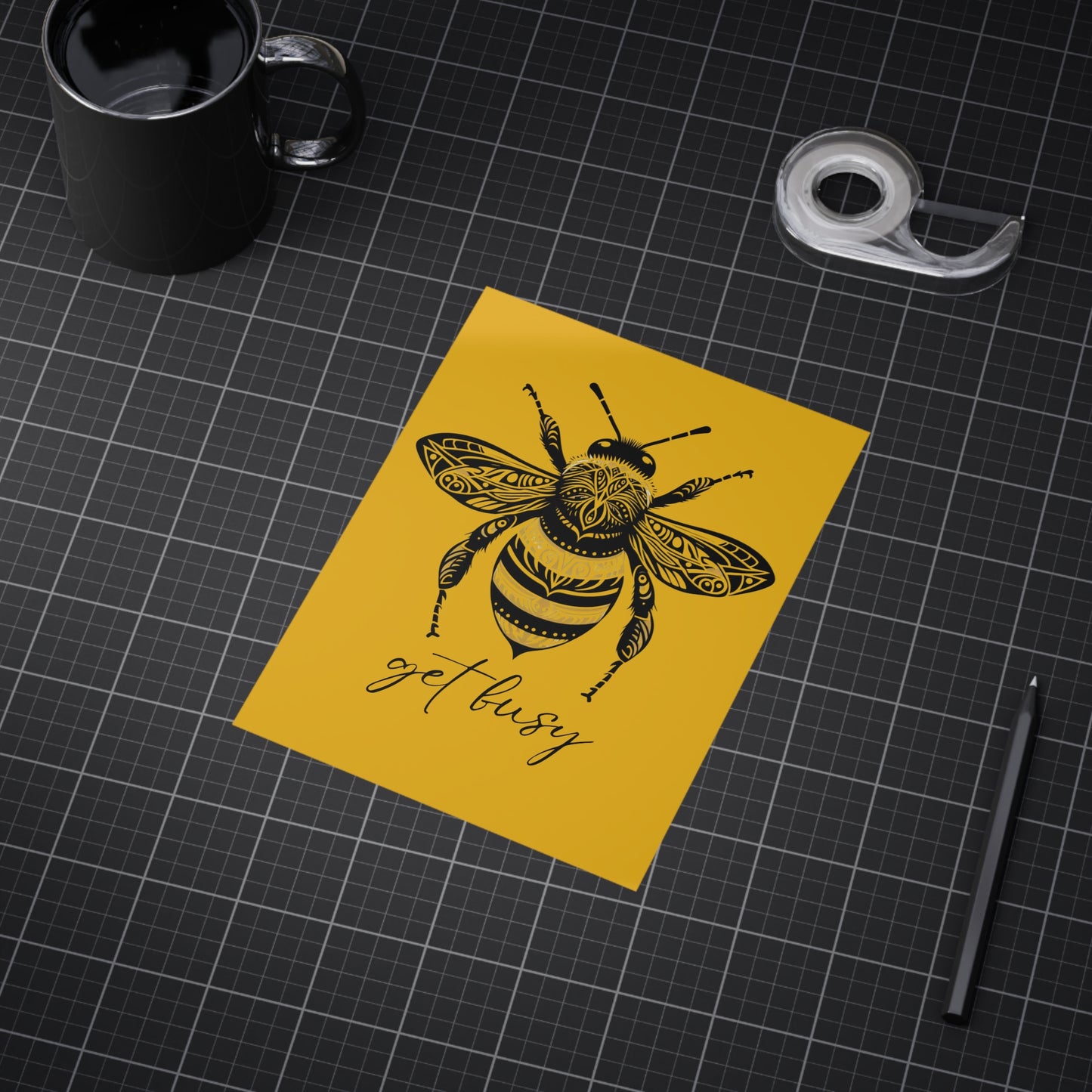 Get Busy Bee Unframed Prints - yellow