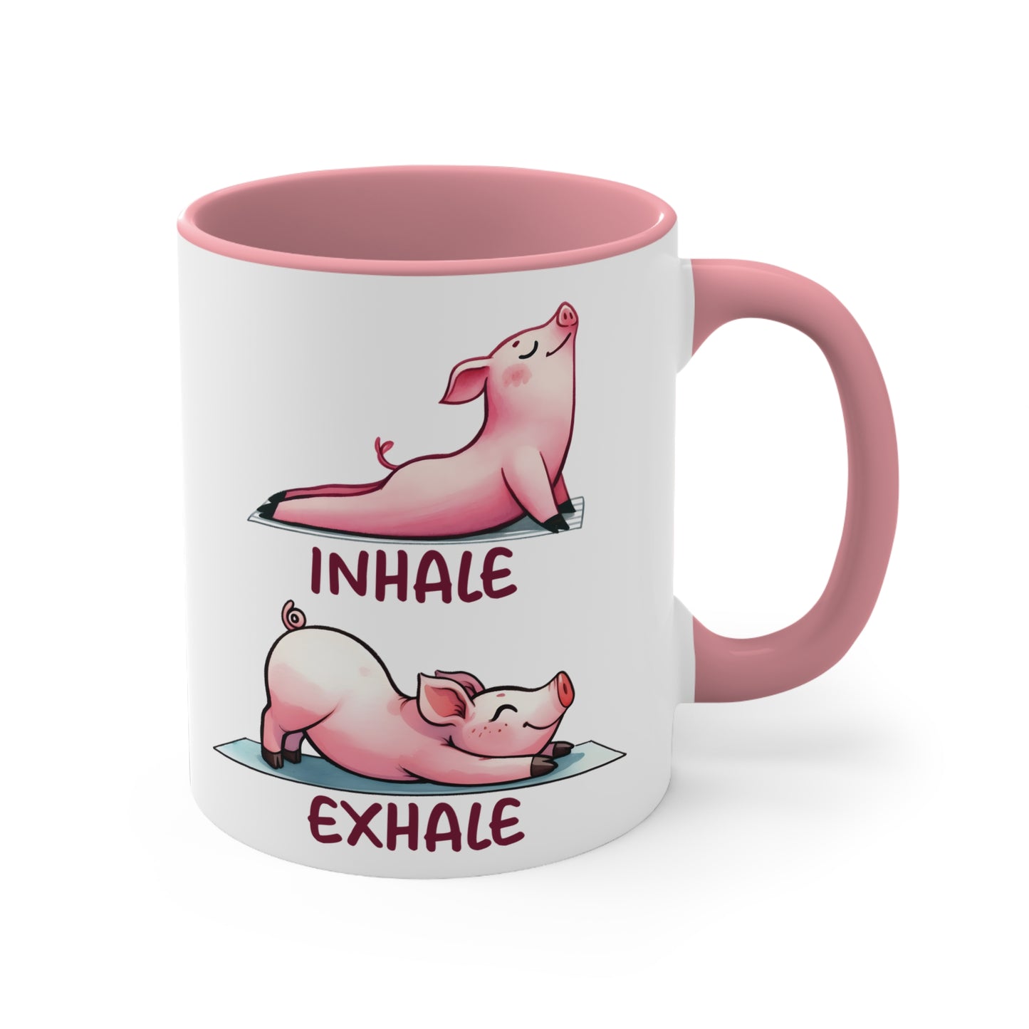 Pig Yoga Color Accent Mug 11oz - Zen Meditation Gift