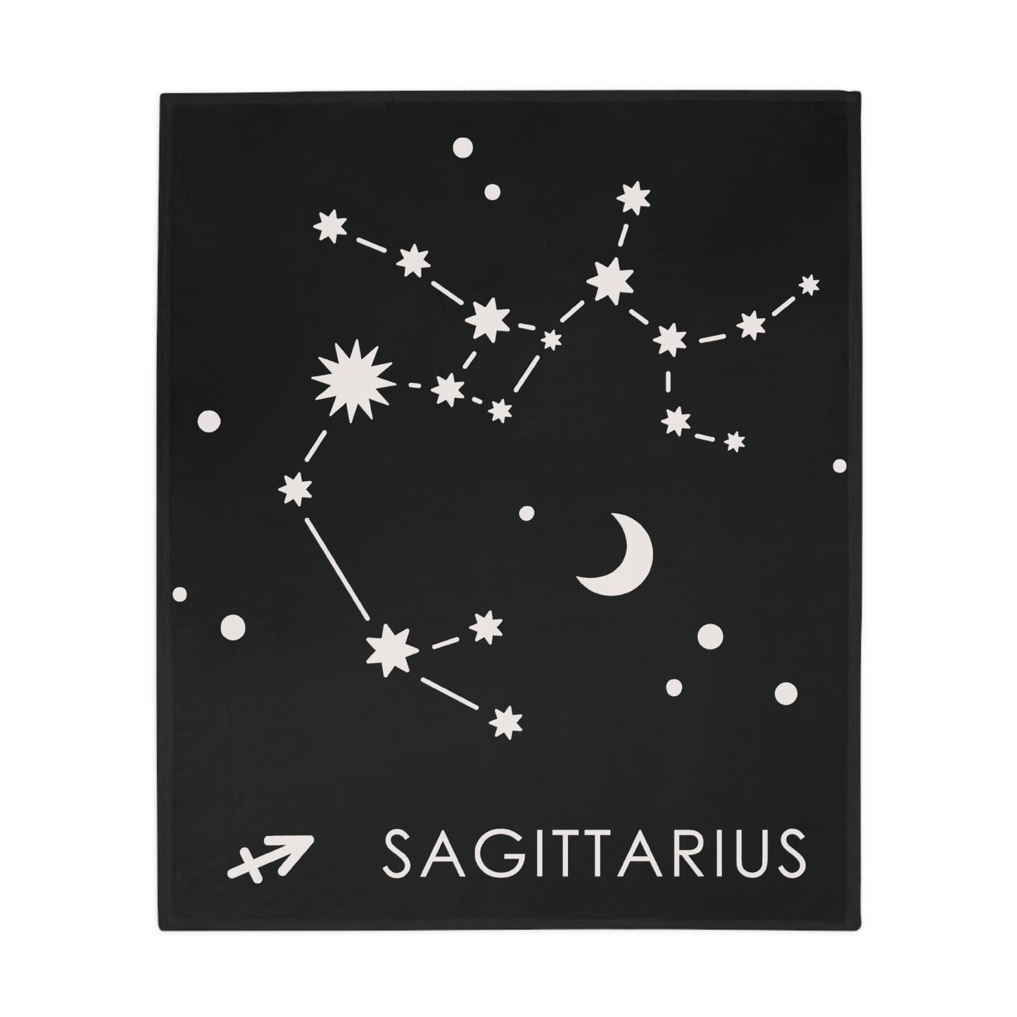 Sagittarius Star Map Plush Fleece Blanket - black