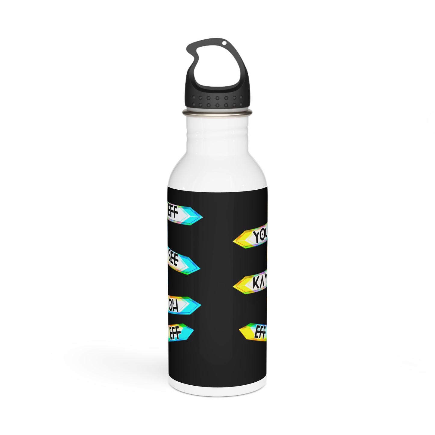 Eff You See Kay Oh Eff Eff Stylish Stainless Steel Water Bottle - Eco-Friendly, Durable, Perfect for On-the-Go - Black