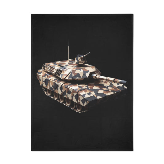 Origami Camo Tank Plush Fleece Blanket - Black