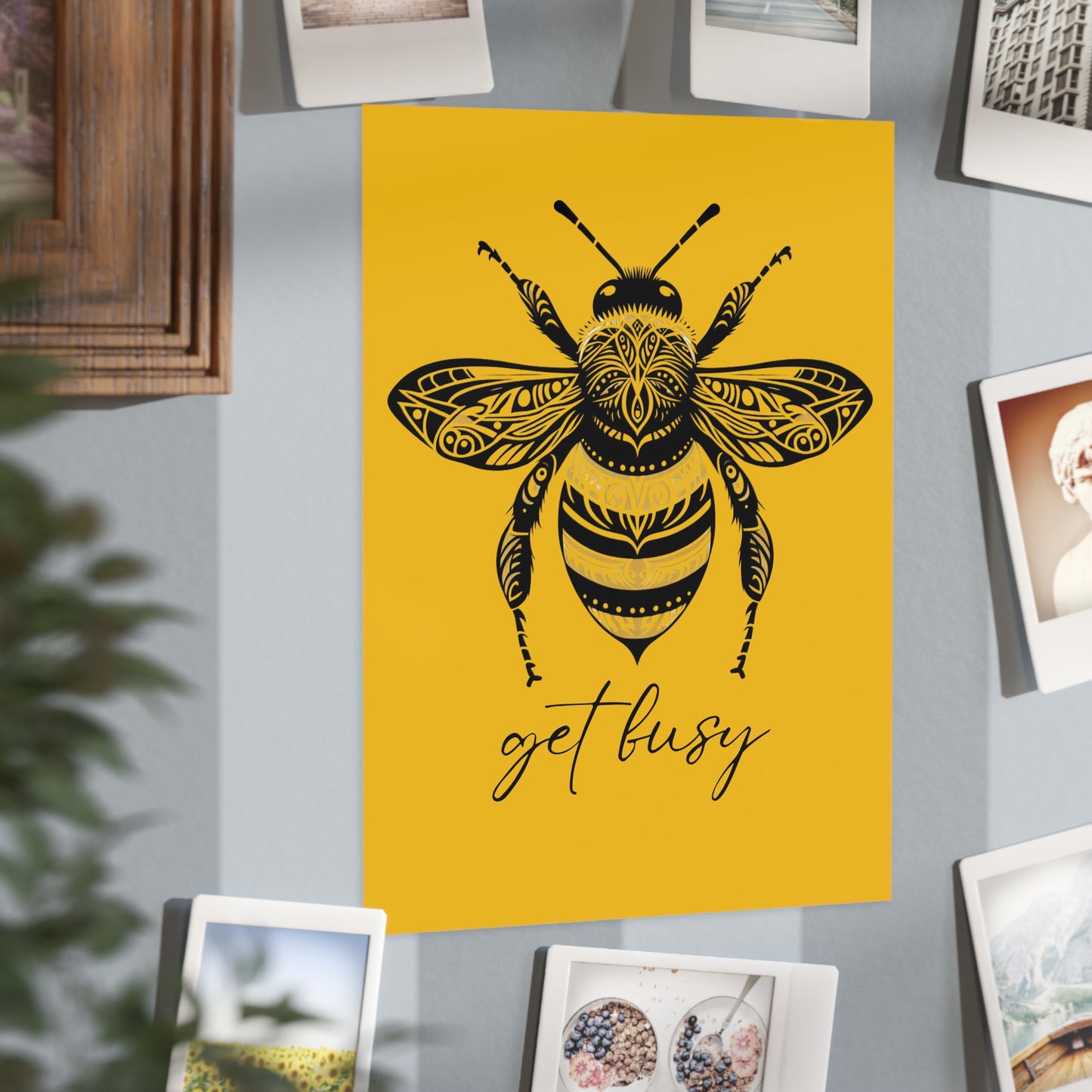 Get Busy Bee Unframed Prints - yellow