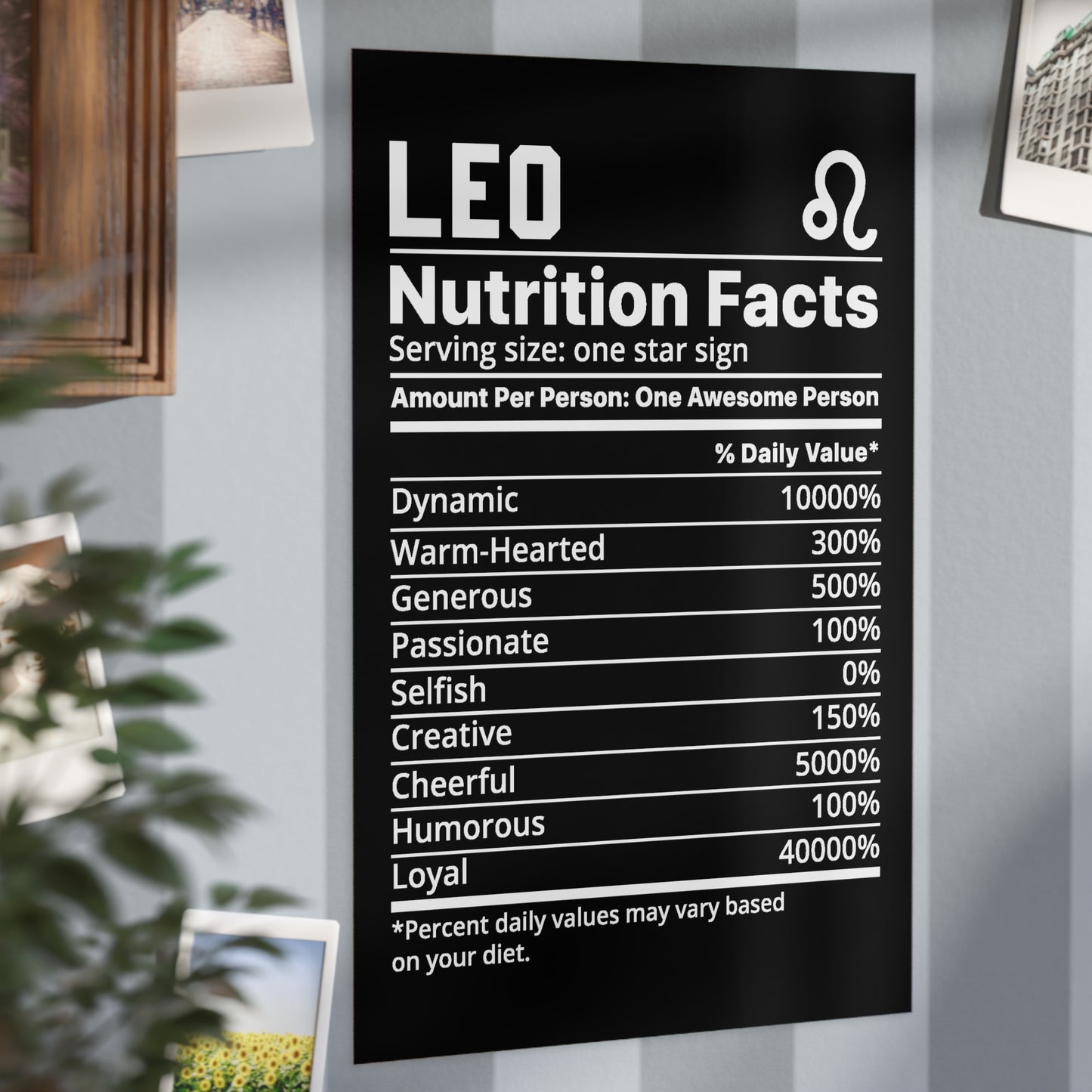 Leo Nutrition Unframed Prints - black