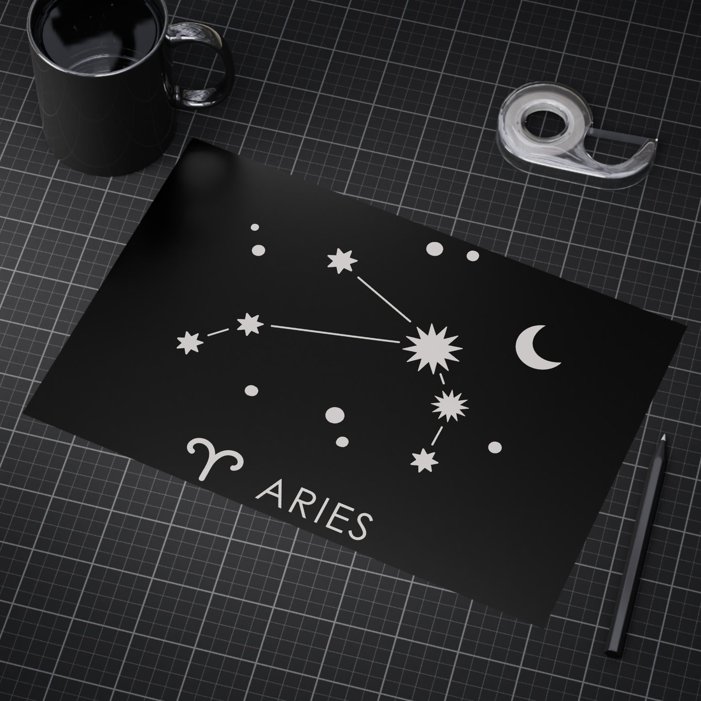 Aries Starmap Unframed Prints - black