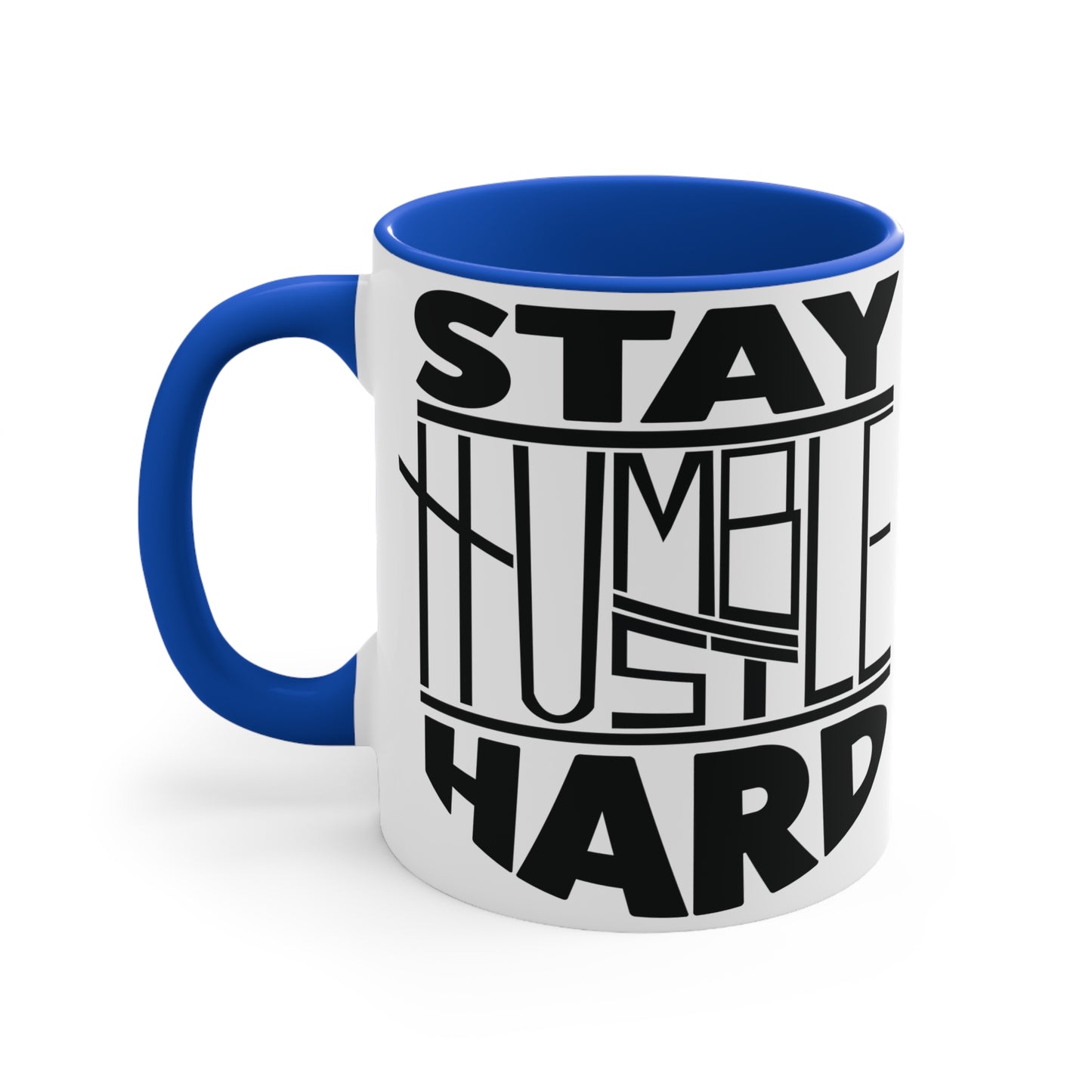 Stay Humble Hustle Hard Workout Colorful Accent Mug 11oz - For Gym Fitness Enthusiasts