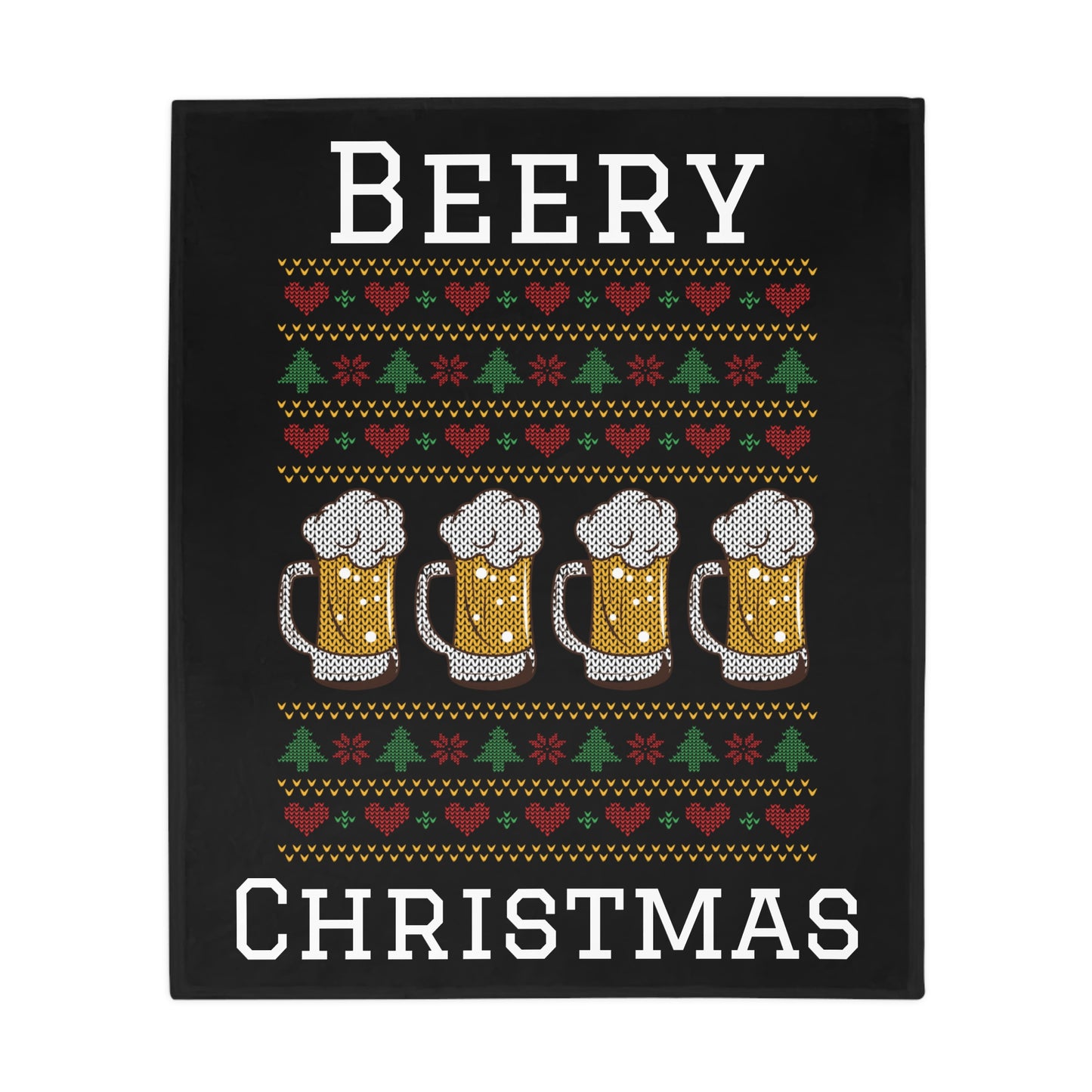 Ugly Christmas Sweater - Beery Christmas Plush Fleece Blanket