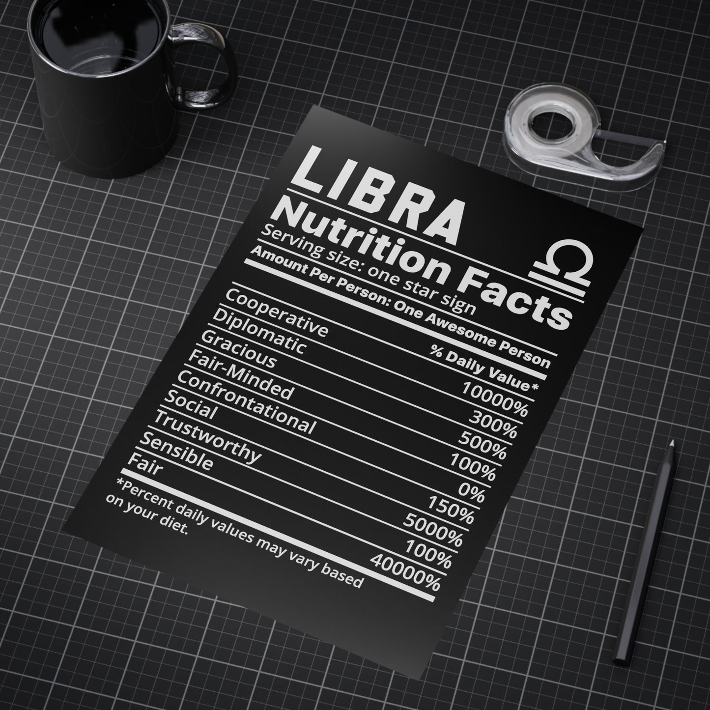 Libra Nutrition Unframed Prints - black