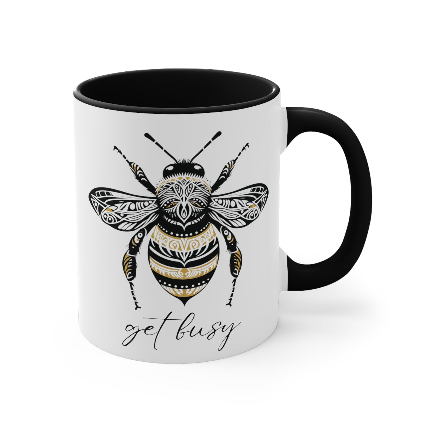 Get Busy Bee Colorful Accent Mugs, 11oz (330 ml)