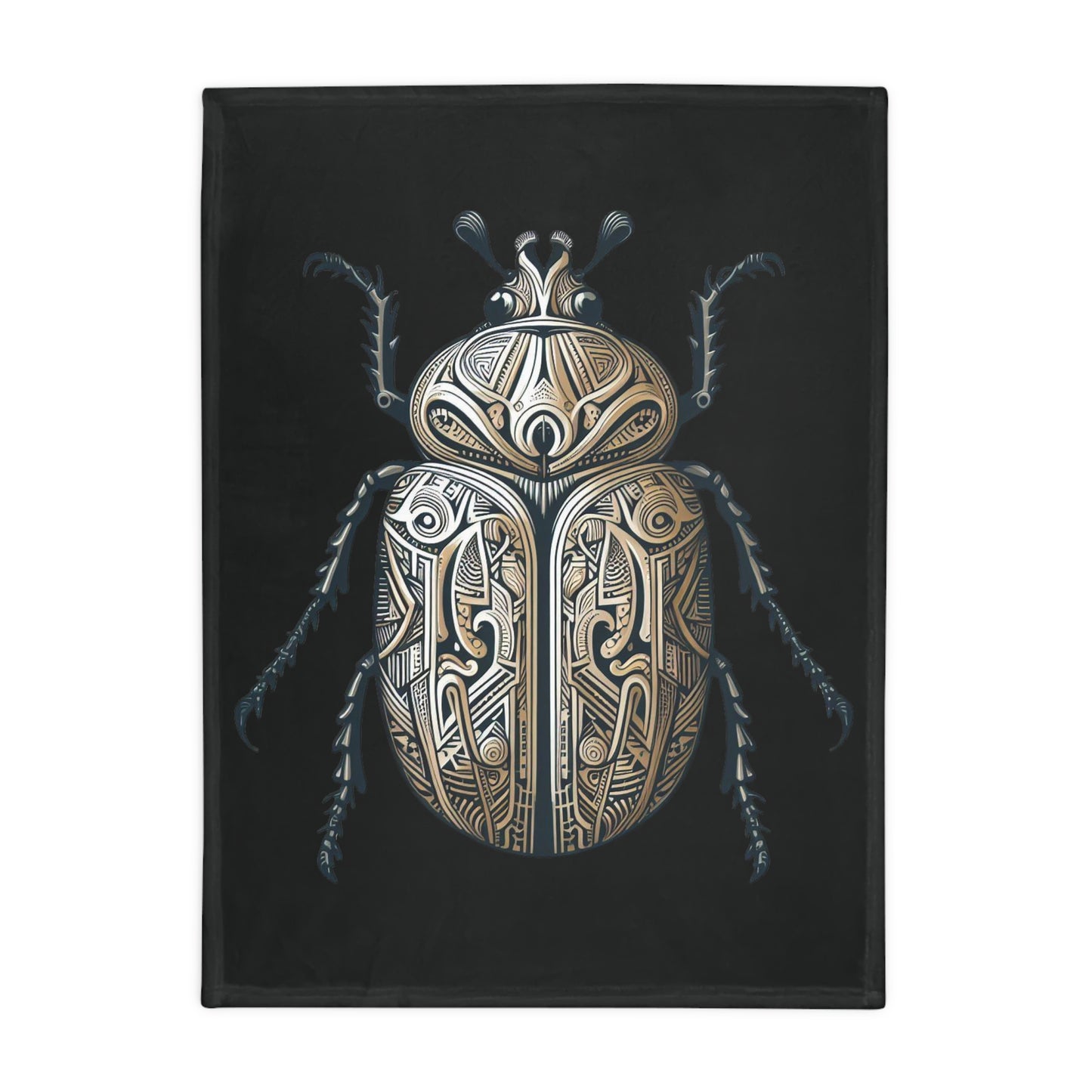 Carved Beetle - Black Plush Fleece Blanket