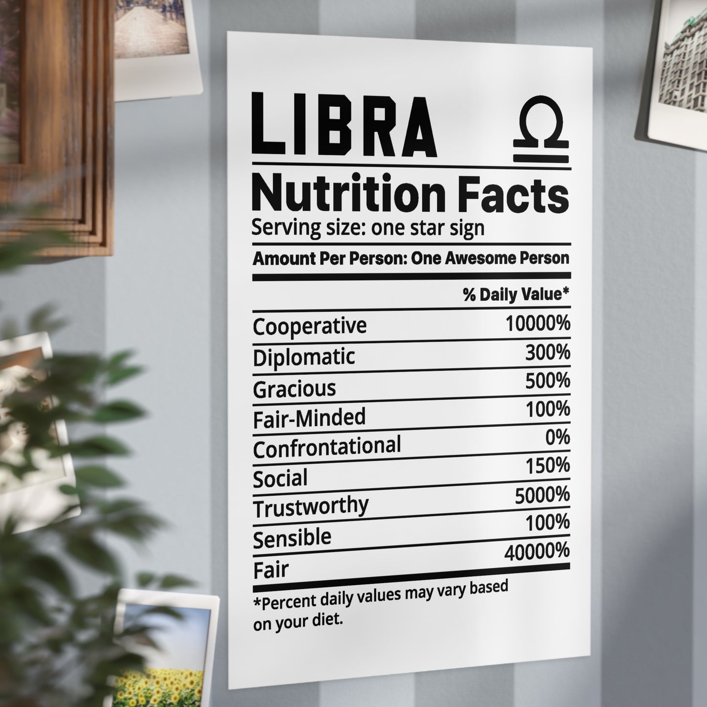 Libra Nutrition Unframed Prints - white